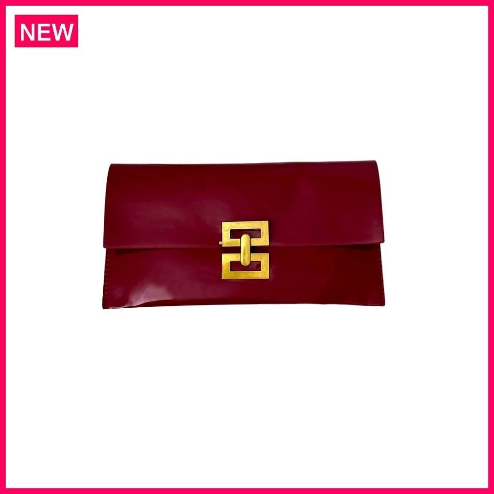 Metallic Faux Leather Clutch Evening Bag Envelope Style Formal Wedding
